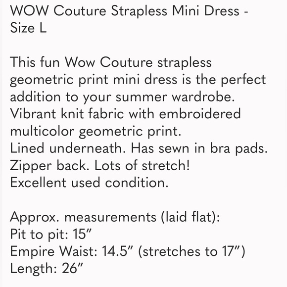WOW Couture Multicolor Strapless Mini Summer Sun Dress - Women’s Size L - Picture 10 of 10